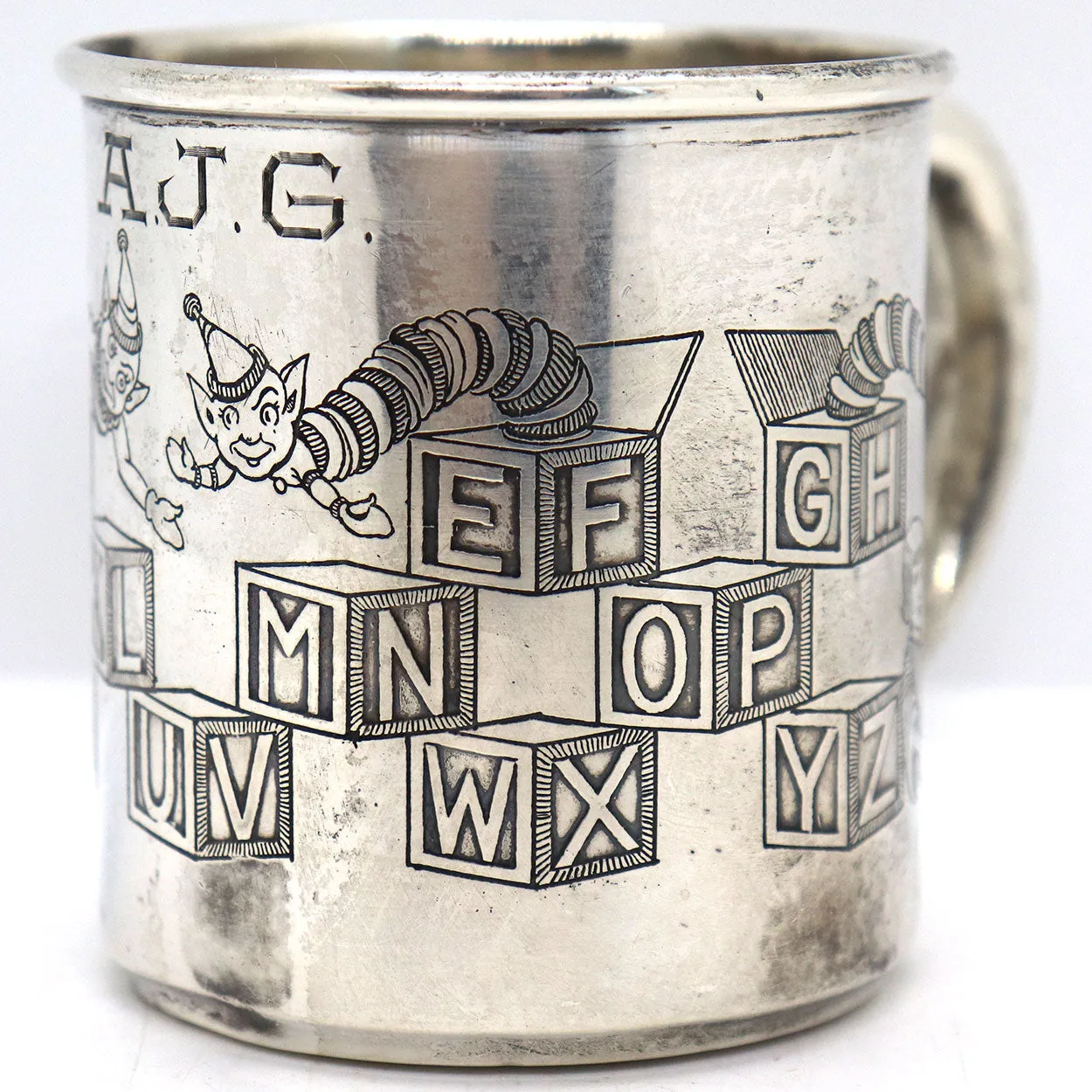 American R. Blackinton & Co. Sterling Silver Engraved Child's Alphabet Mug