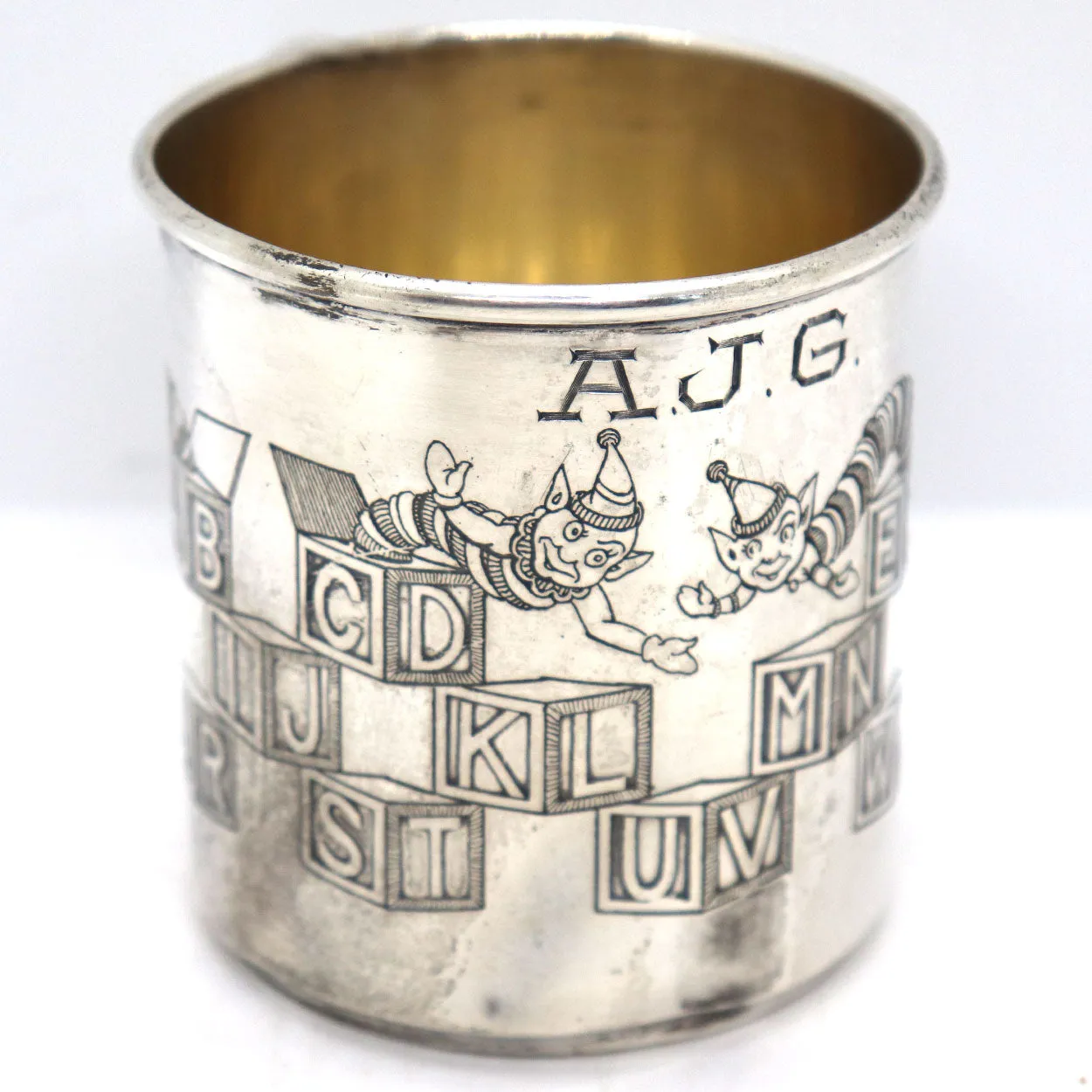 American R. Blackinton & Co. Sterling Silver Engraved Child's Alphabet Mug