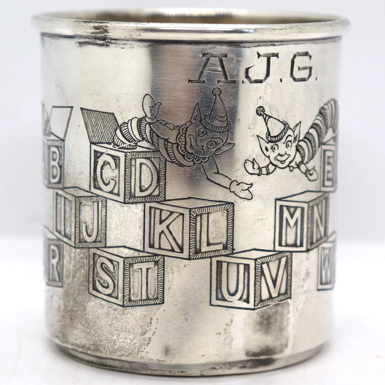 American R. Blackinton & Co. Sterling Silver Engraved Child's Alphabet Mug