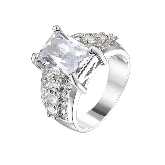 Amethyst Gemstone Engagement Ring Women Wedding Jewelry