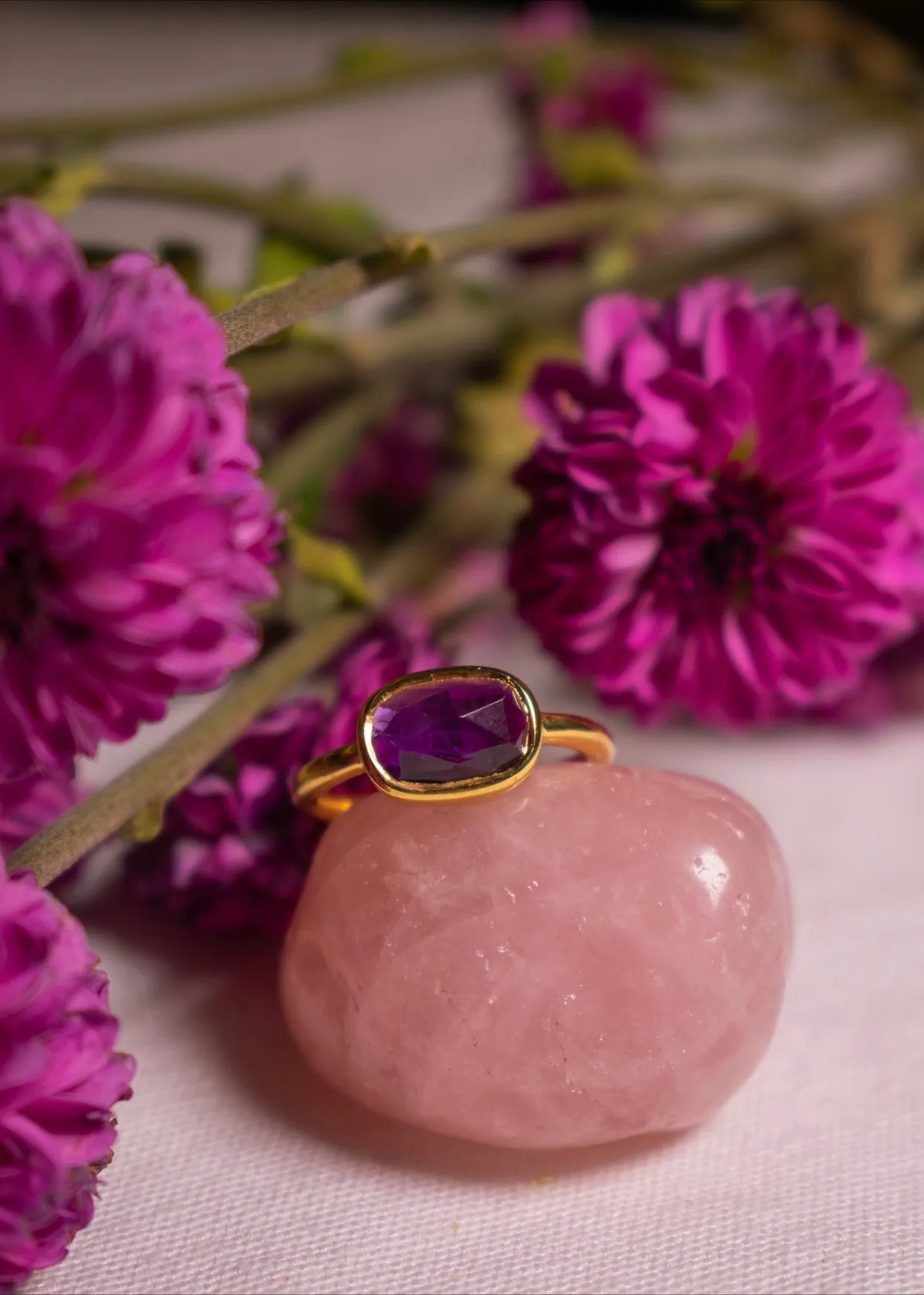 Amethyst Higher Consciousness Minimalist Ring
