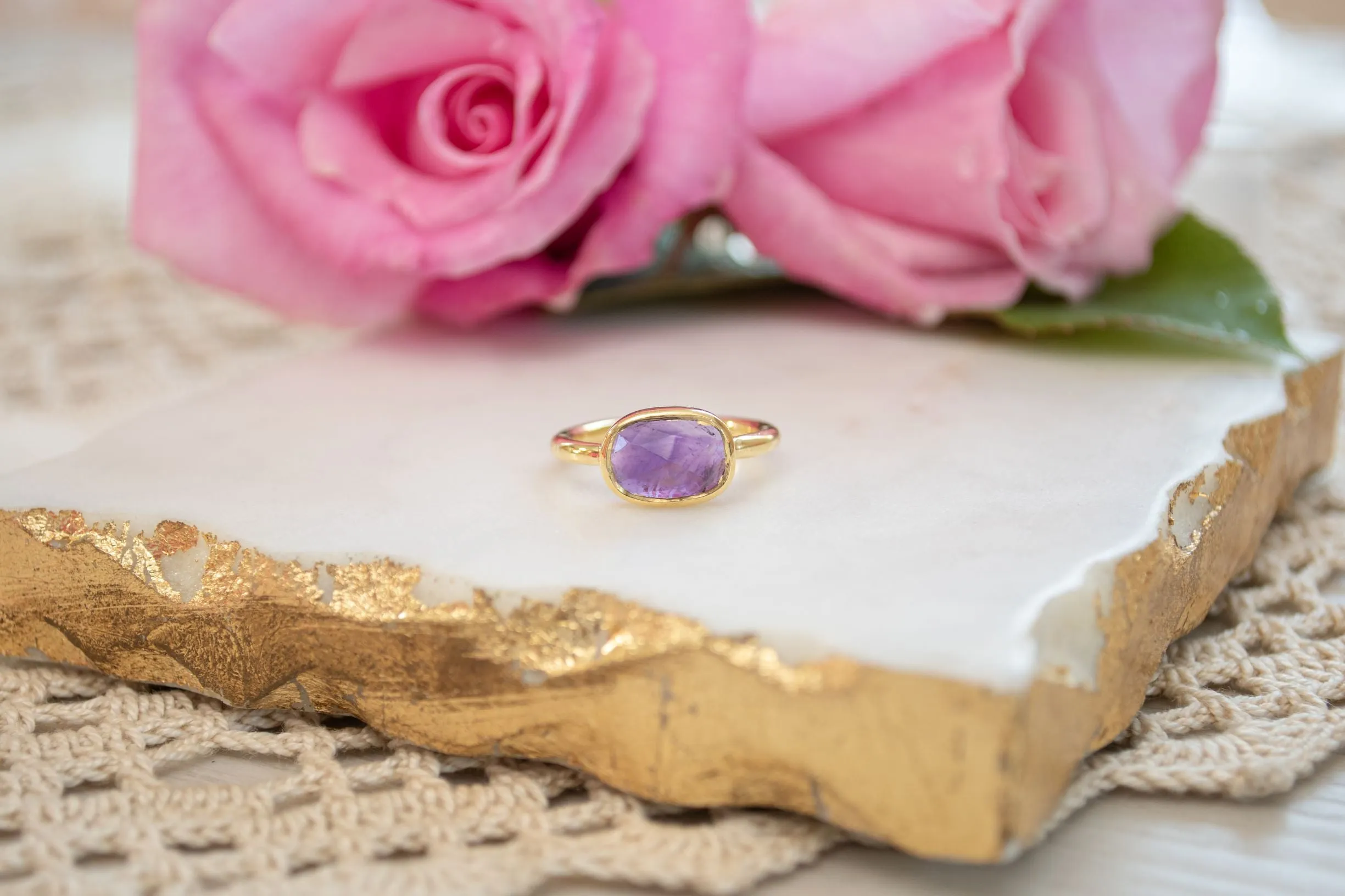 Amethyst Higher Consciousness Minimalist Ring