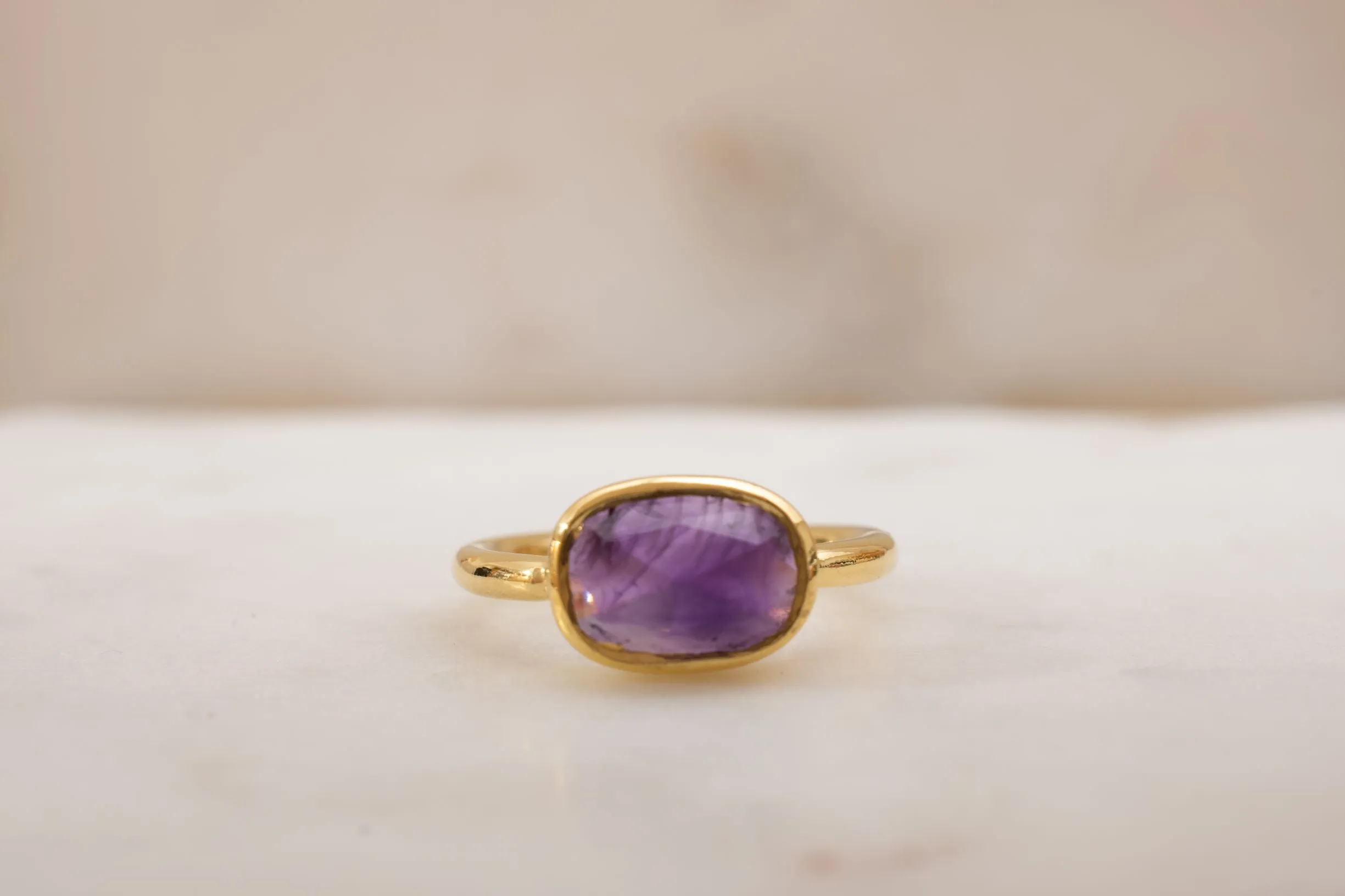 Amethyst Higher Consciousness Minimalist Ring