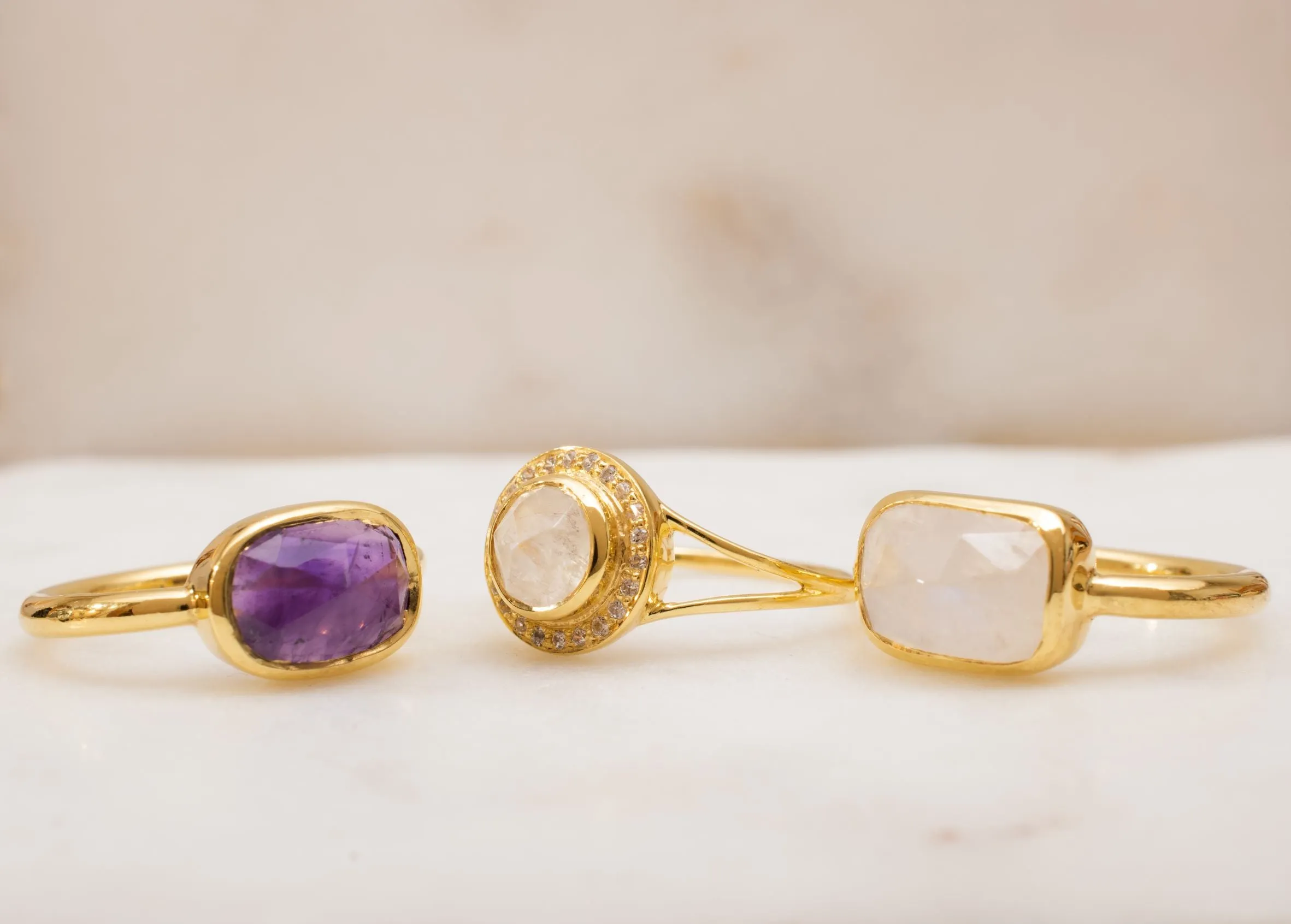 Amethyst Higher Consciousness Minimalist Ring