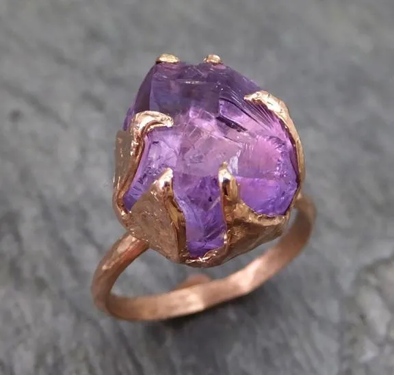 amethyst rose gold ring purple gemstone recycled 14k rose gold gemstone statement ring Alternative Engagement