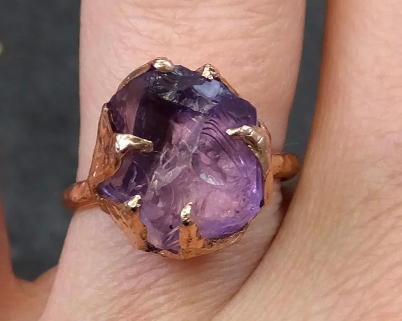 amethyst rose gold ring purple gemstone recycled 14k rose gold gemstone statement ring Alternative Engagement