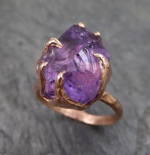 amethyst rose gold ring purple gemstone recycled 14k rose gold gemstone statement ring Alternative Engagement