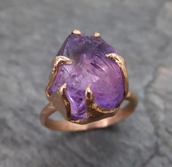 amethyst rose gold ring purple gemstone recycled 14k rose gold gemstone statement ring Alternative Engagement