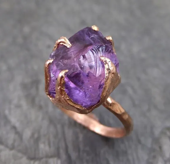 amethyst rose gold ring purple gemstone recycled 14k rose gold gemstone statement ring Alternative Engagement