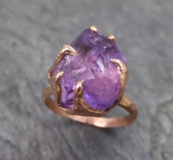 amethyst rose gold ring purple gemstone recycled 14k rose gold gemstone statement ring Alternative Engagement