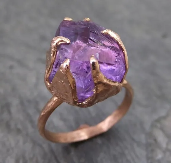 amethyst rose gold ring purple gemstone recycled 14k rose gold gemstone statement ring Alternative Engagement