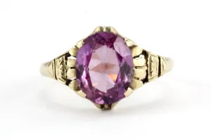 Antique 10K Gold Art Deco Pink Sapphire Ring by Edward R. Roehm of Detroit
