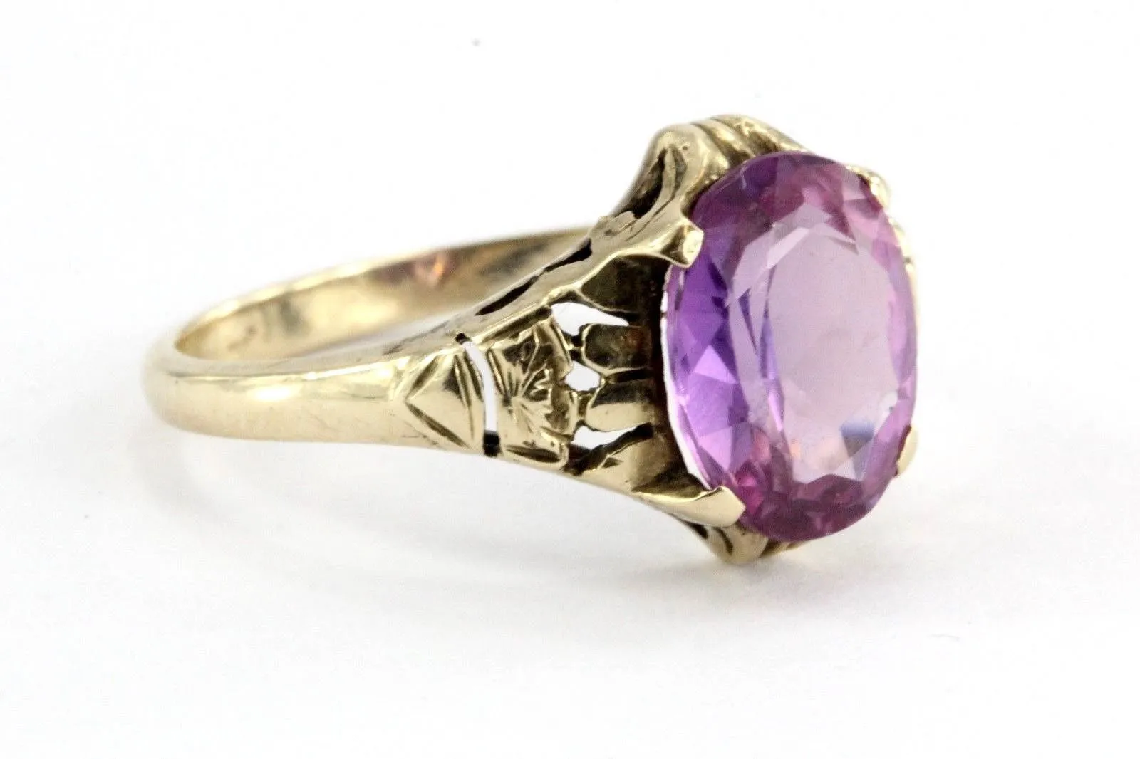 Antique 10K Gold Art Deco Pink Sapphire Ring by Edward R. Roehm of Detroit