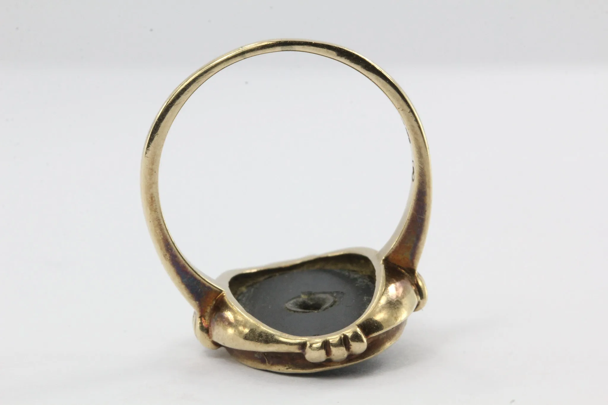 Antique Art Deco 10K Gold Onyx & Single Cut Diamond Ring by Star Ring Co