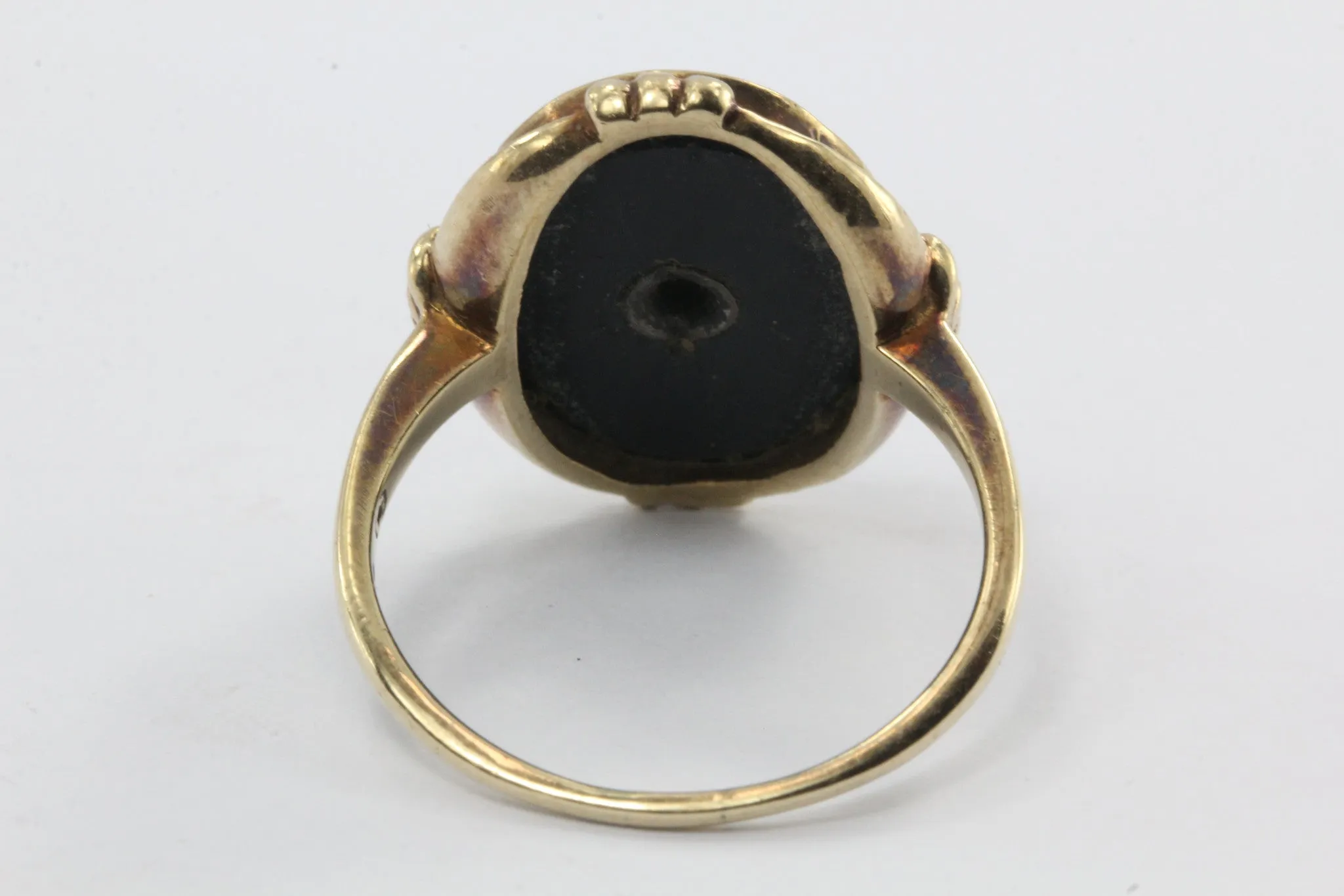 Antique Art Deco 10K Gold Onyx & Single Cut Diamond Ring by Star Ring Co