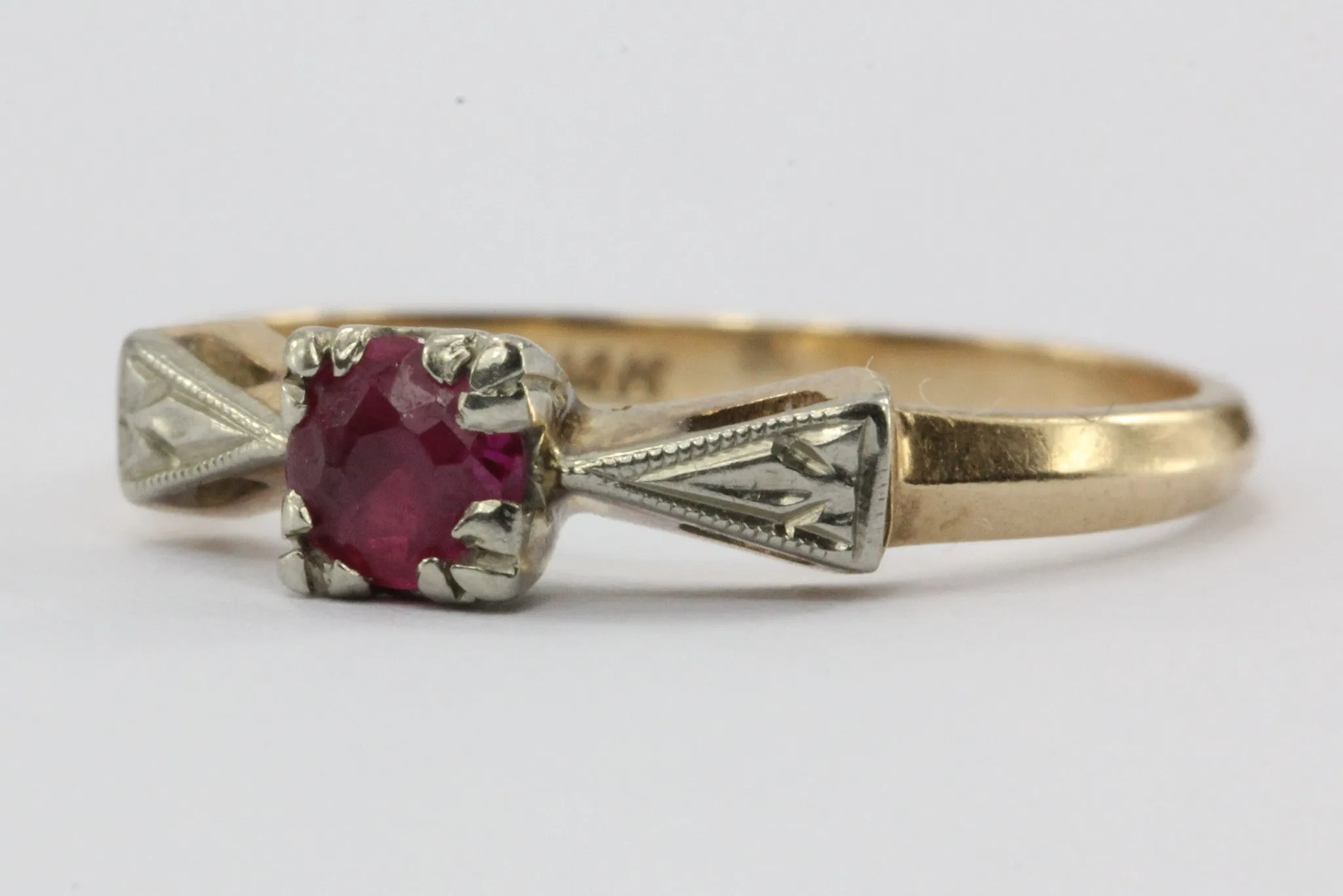 Antique Art Deco 14K Gold Ruby Ring