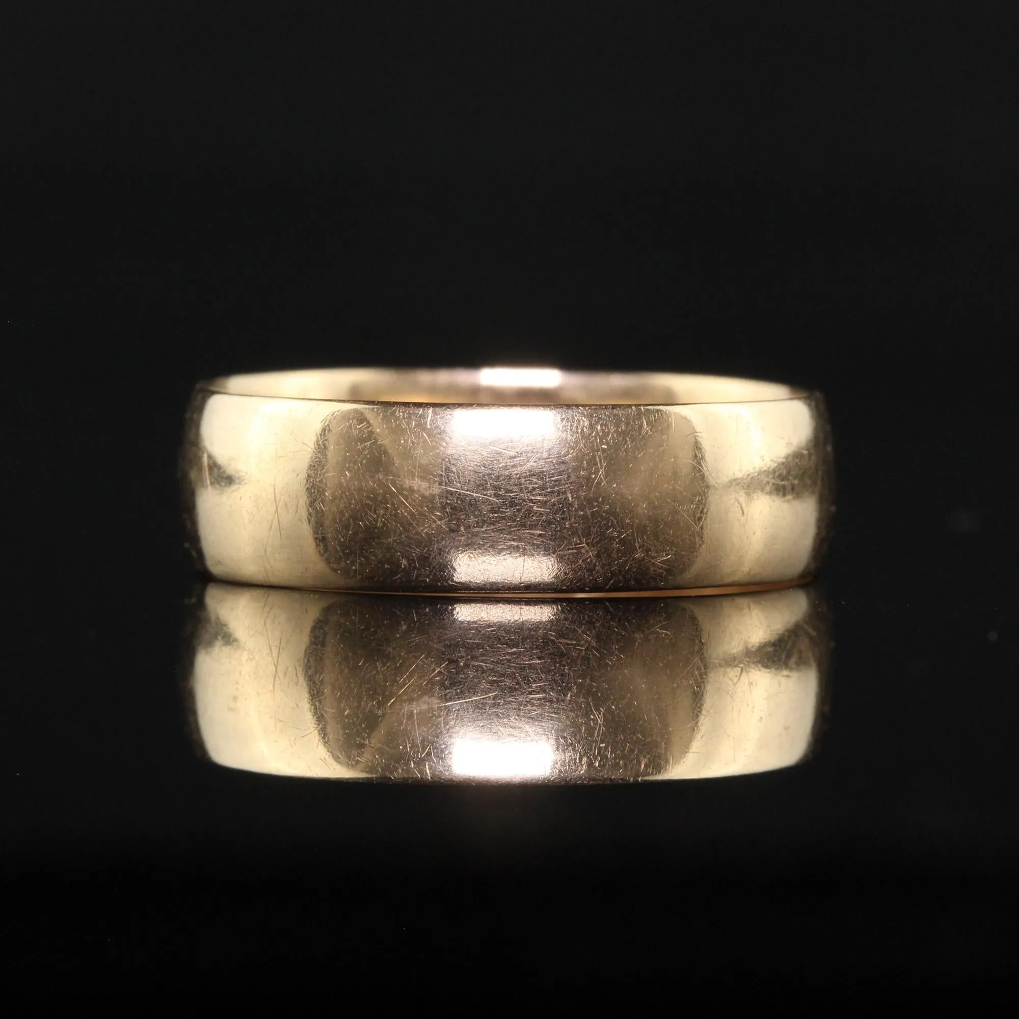 Antique Art Deco 14K Yellow Gold Classic Wide Wedding Band - Size 6 3/4