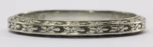 Antique Art Deco 18K White Gold Traub Co. Orange Blossom Wedding Band 6/24 1928