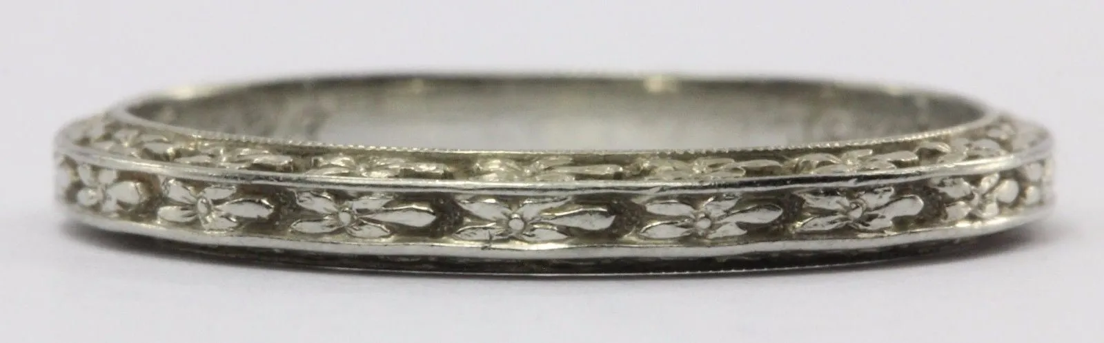Antique Art Deco 18K White Gold Traub Co. Orange Blossom Wedding Band 6/24 1928