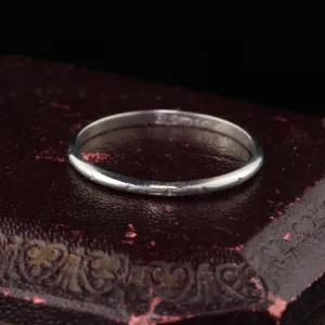 Antique Art Deco 18K White Gold Wedding Band - Size 6 1/4