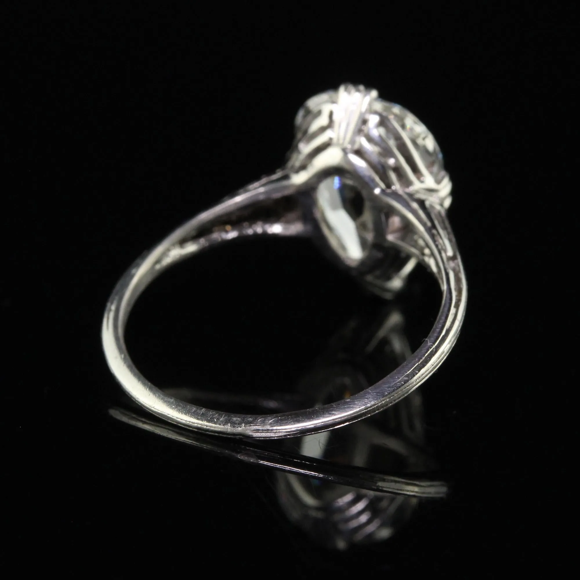 Antique Art Deco Marcus and Co Platinum Old Pear Diamond Engagement Ring - GIA