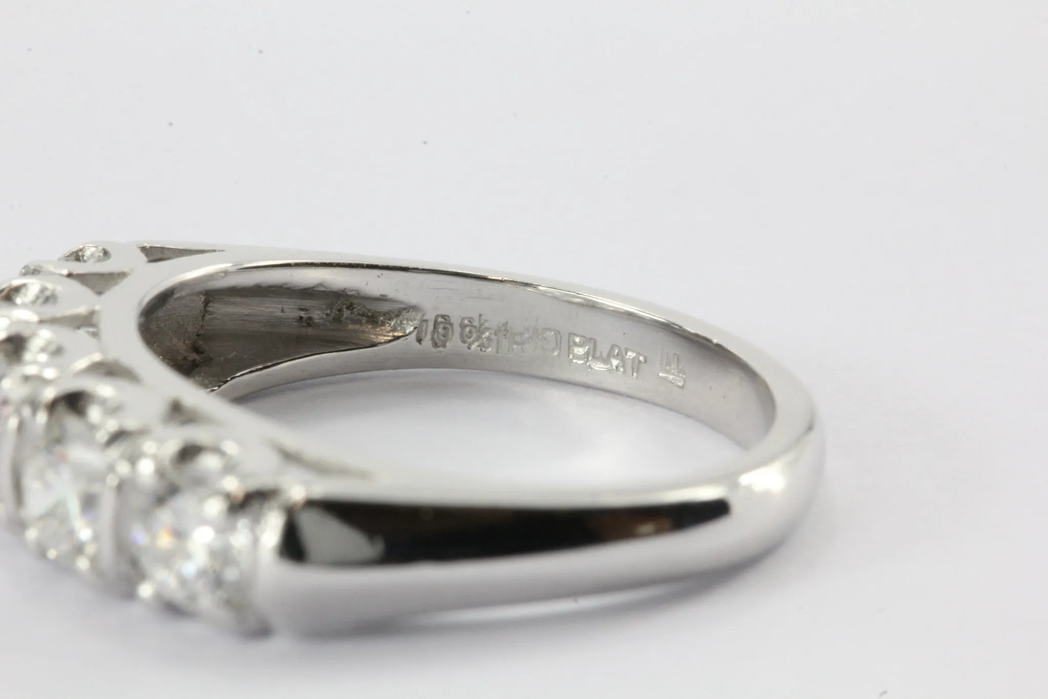 Antique Art Deco Platinum 1 CTW Diamond 5 Stone Anniversary Band Ring Size 6