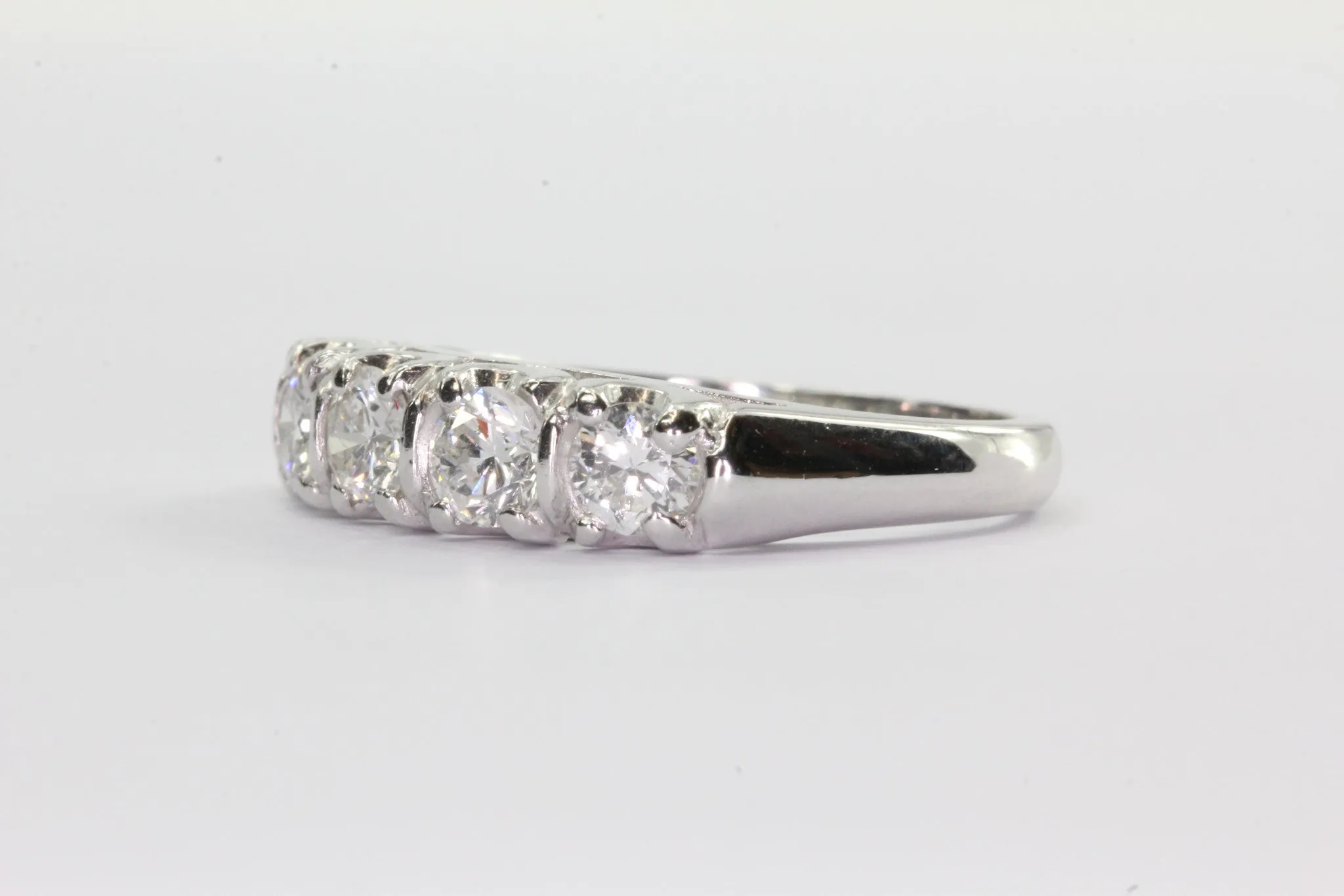 Antique Art Deco Platinum 1 CTW Diamond 5 Stone Anniversary Band Ring Size 6