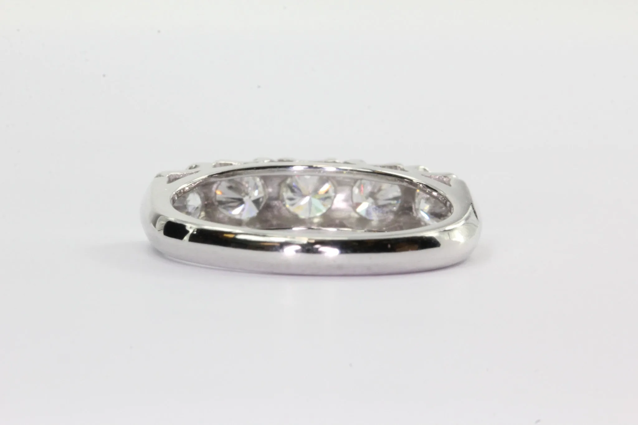 Antique Art Deco Platinum 1 CTW Diamond 5 Stone Anniversary Band Ring Size 6