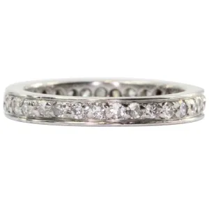Antique Art Deco Platinum .75 CTW Diamond Eternity Band Ring Size 5.75