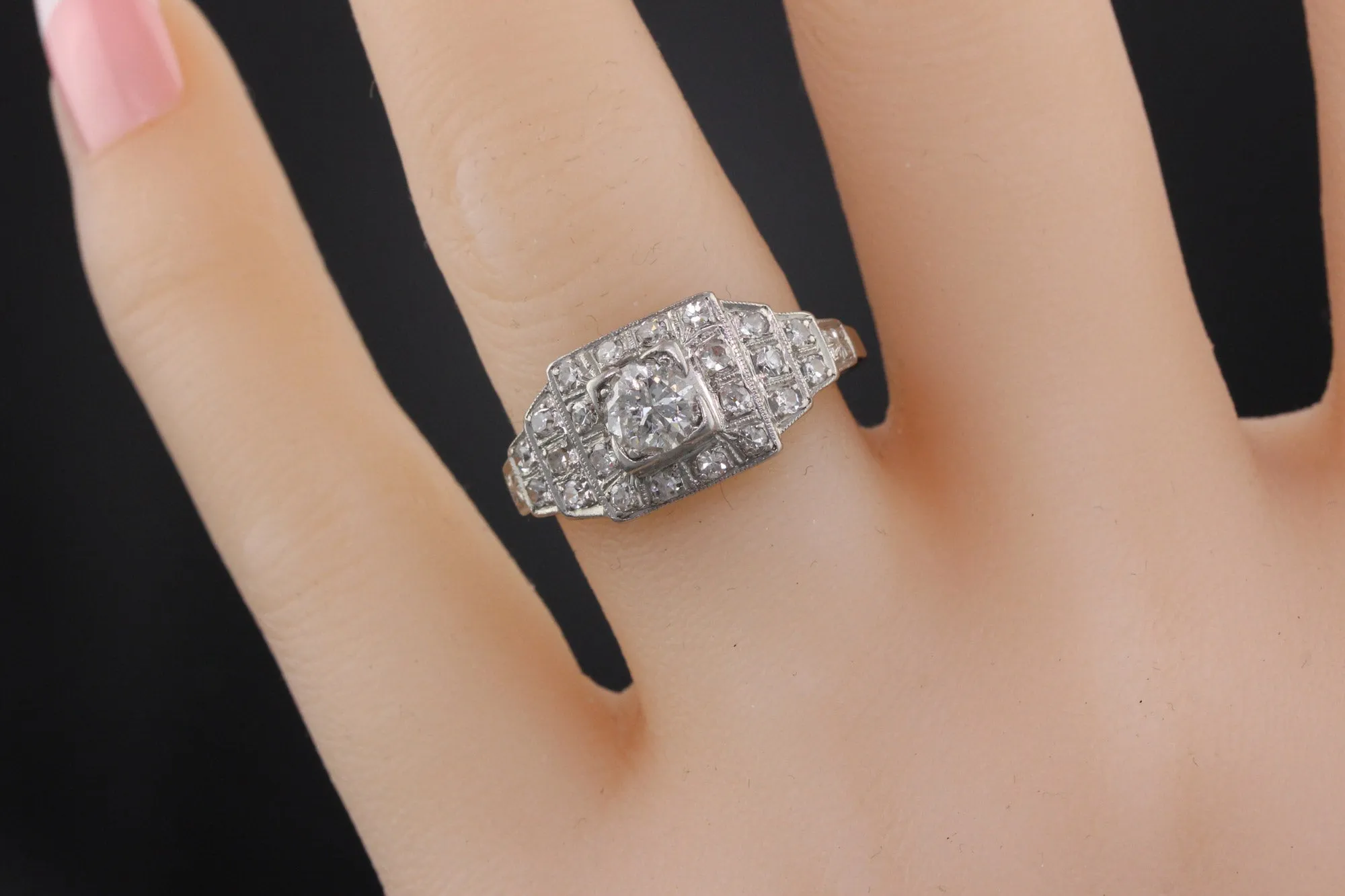 Antique Art Deco Platinum & Diamond Engagement Ring