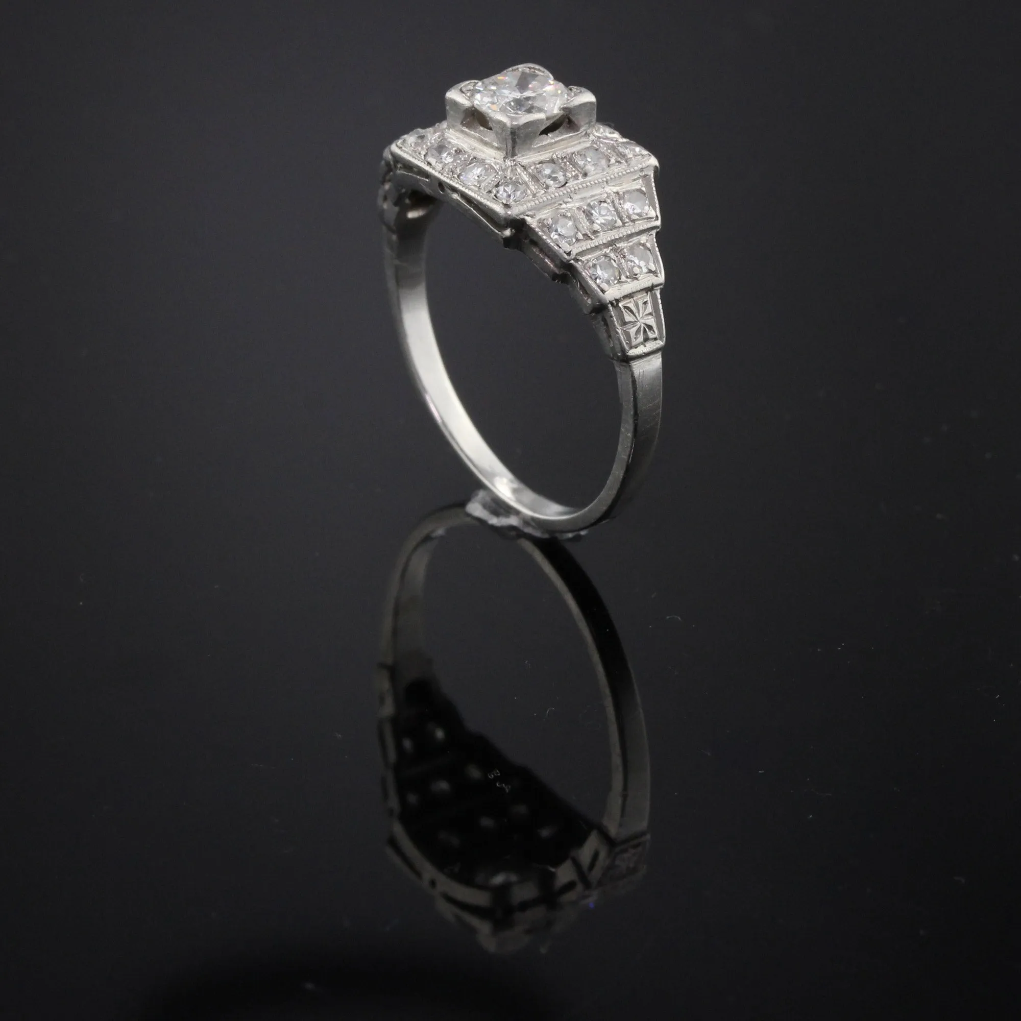 Antique Art Deco Platinum & Diamond Engagement Ring