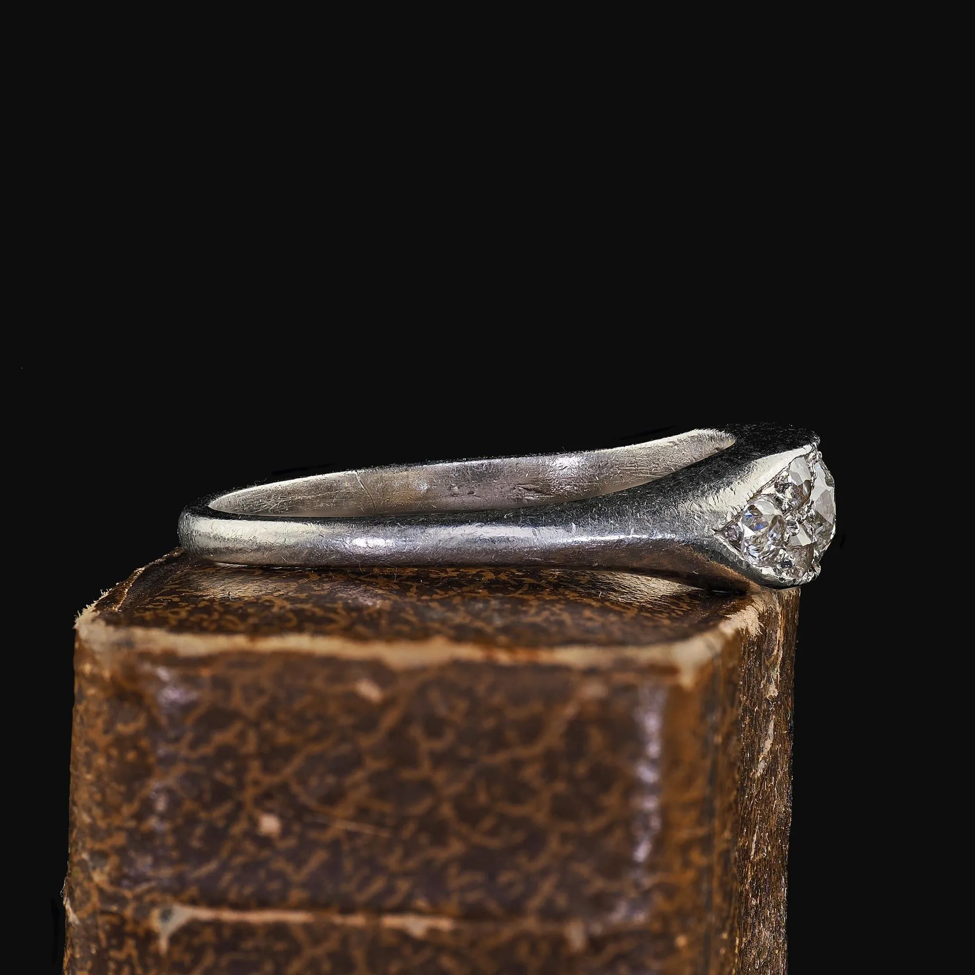 Antique Art Deco Platinum Old Euro Diamond Cluster Band - Size 8