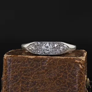 Antique Art Deco Platinum Old Euro Diamond Cluster Band - Size 8