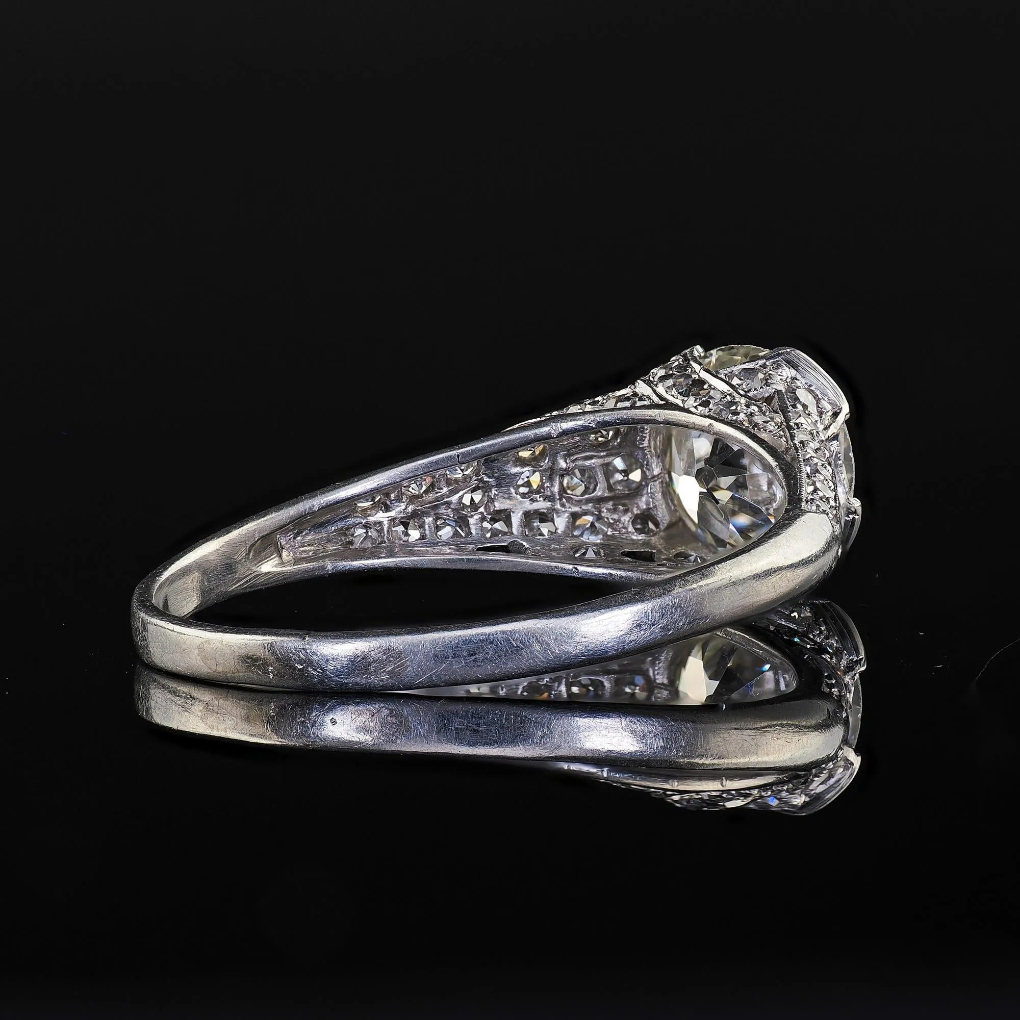 Antique Art Deco Platinum Old European Cut Diamond Engagement Ring - GIA