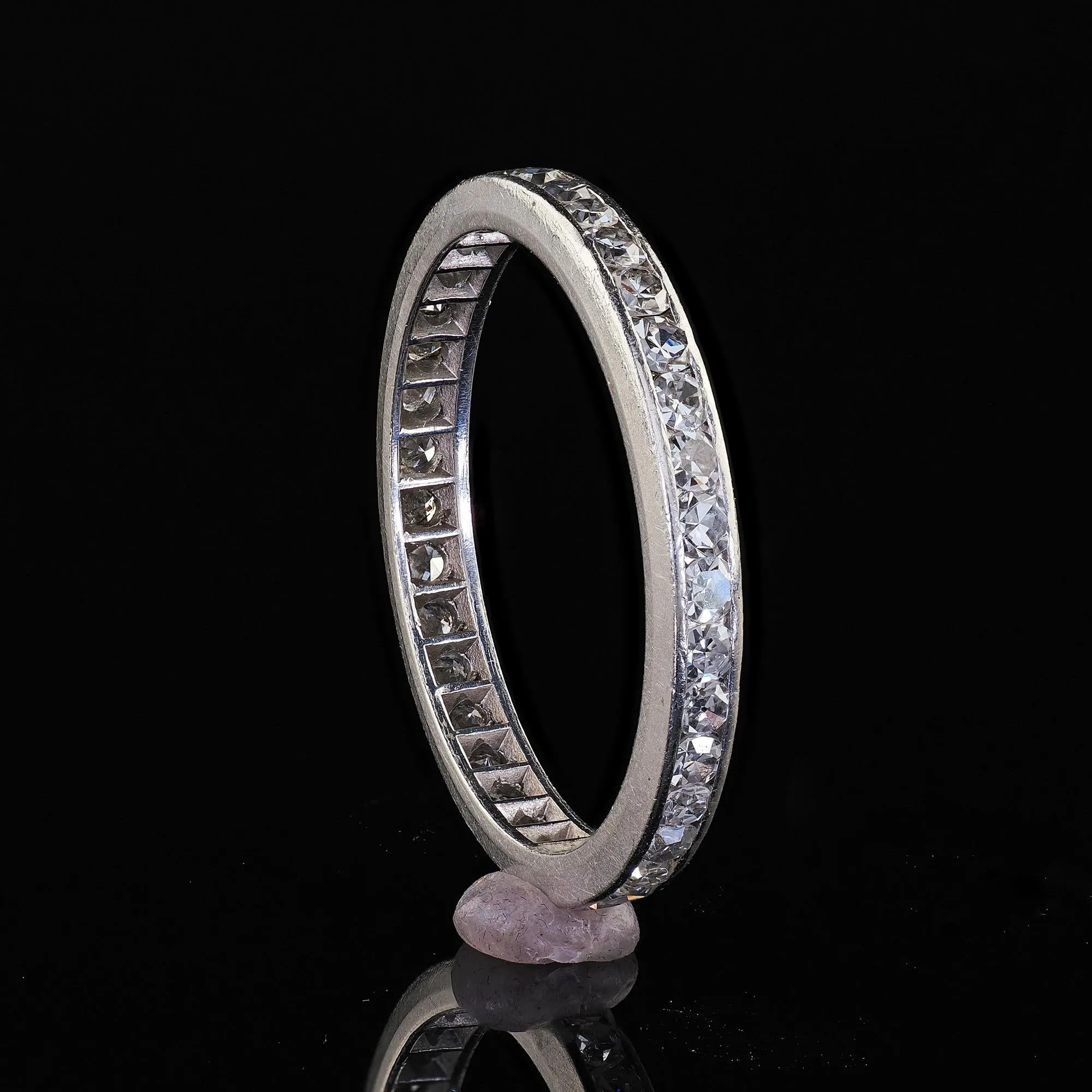Antique Art Deco Platinum Single Cut Diamond Eternity Band - Size 5 3/4