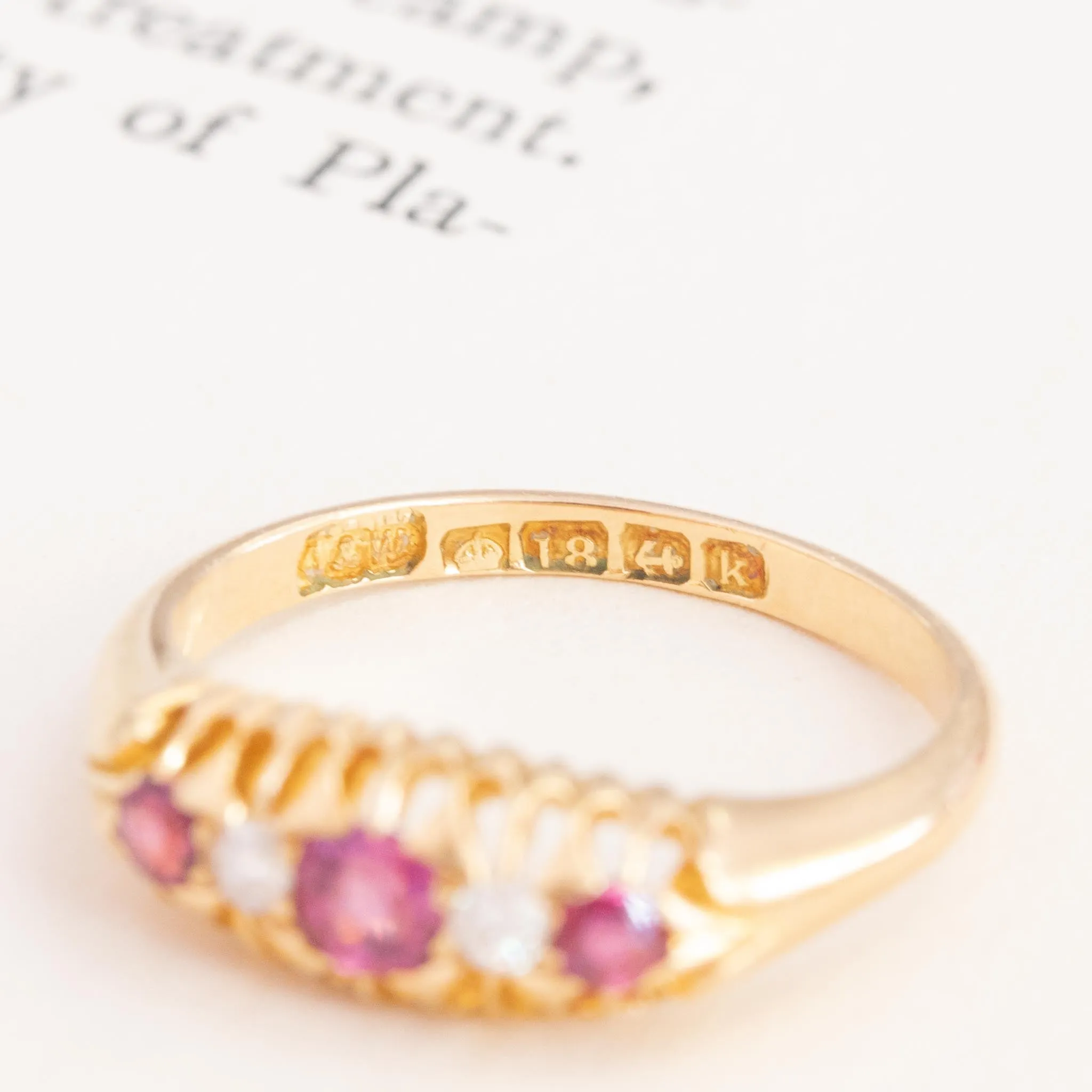 Antique Diamond & Ruby 5-Stone Band, English