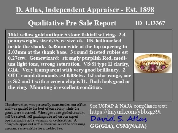 Antique Diamond & Ruby 5-Stone Band, English