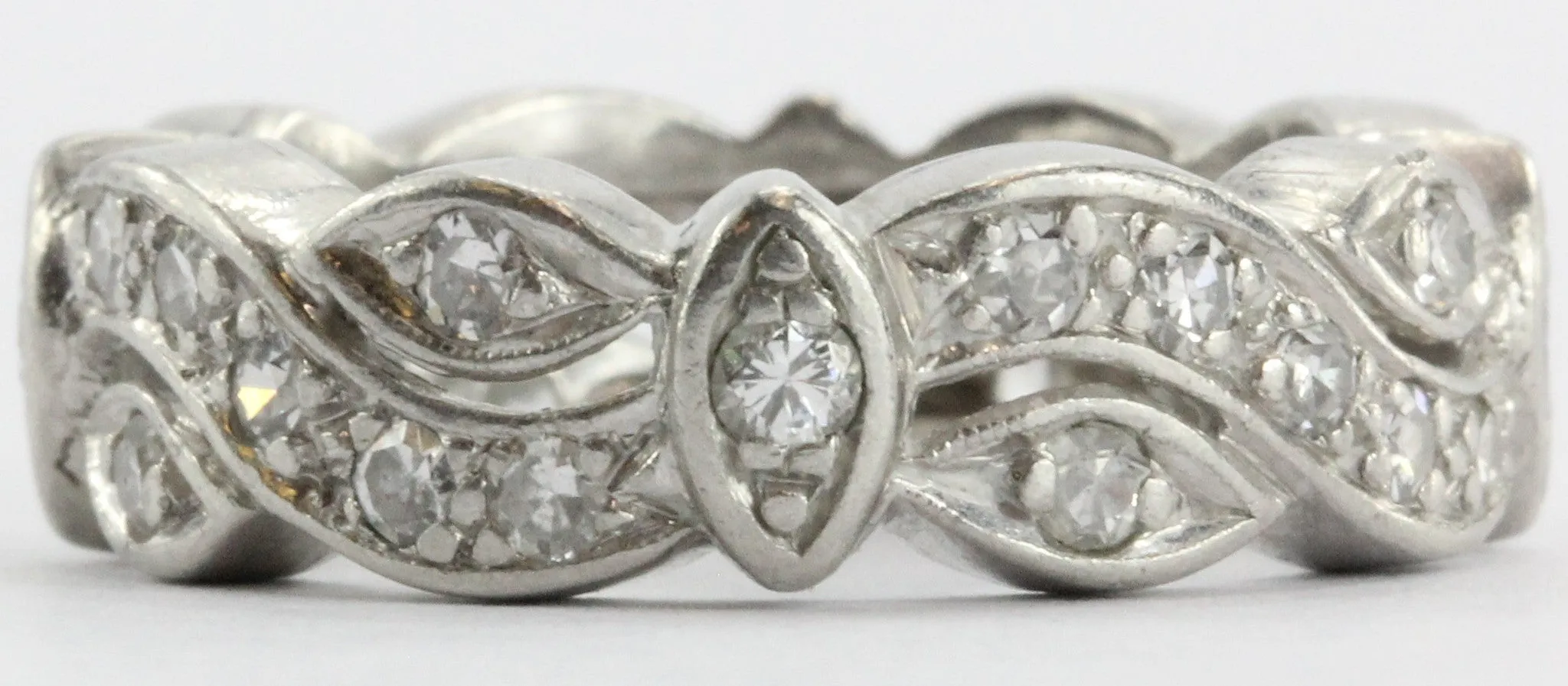 Antique Platinum Art Deco Diamond Eternity Cigar Wedding Approx. 1.20TCW