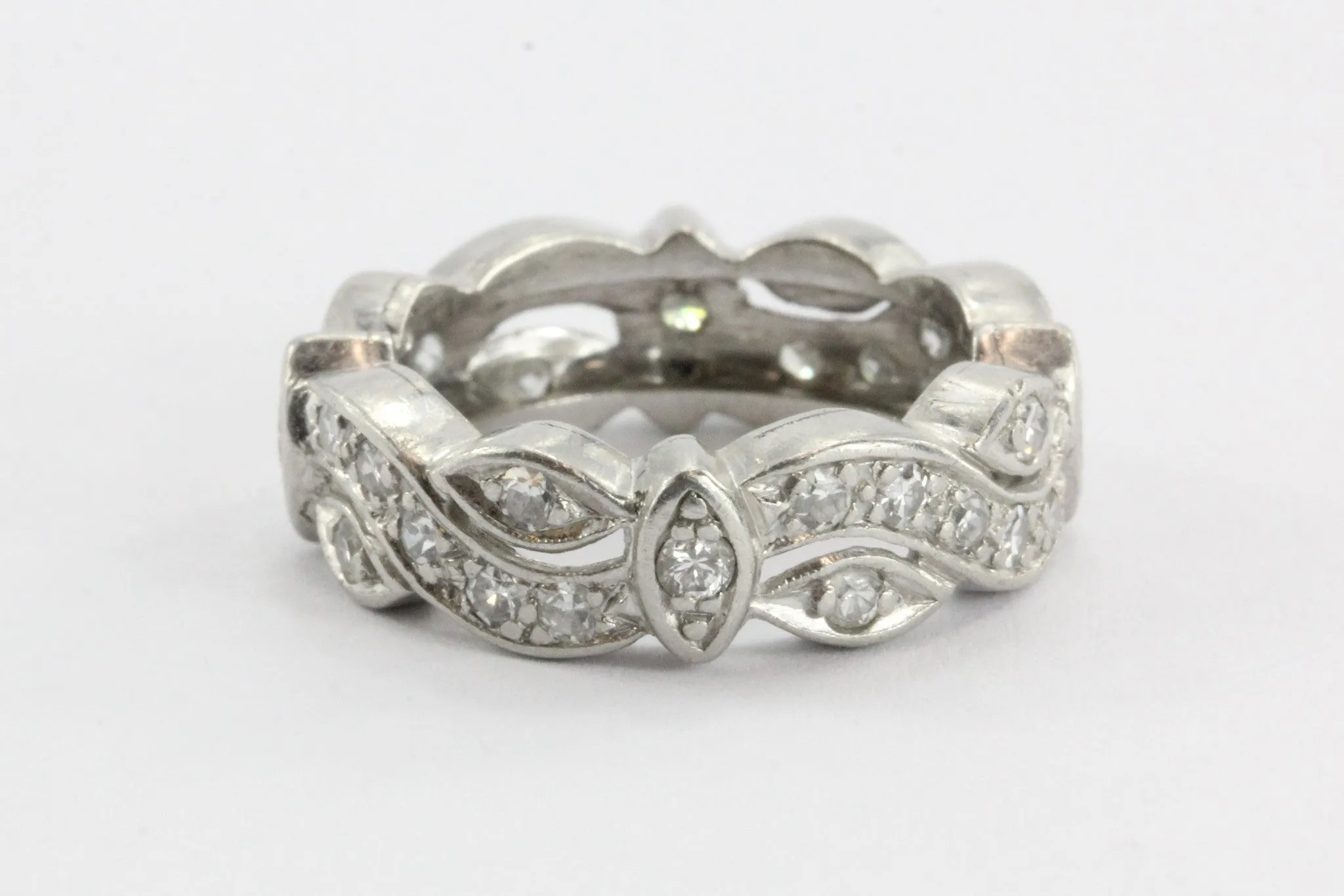 Antique Platinum Art Deco Diamond Eternity Cigar Wedding Approx. 1.20TCW