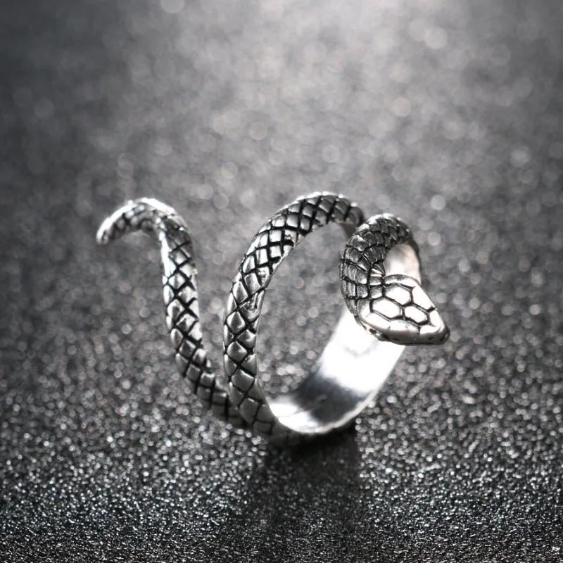 Antique Silver Snake Ring For Women Anniverssary Jewelry
