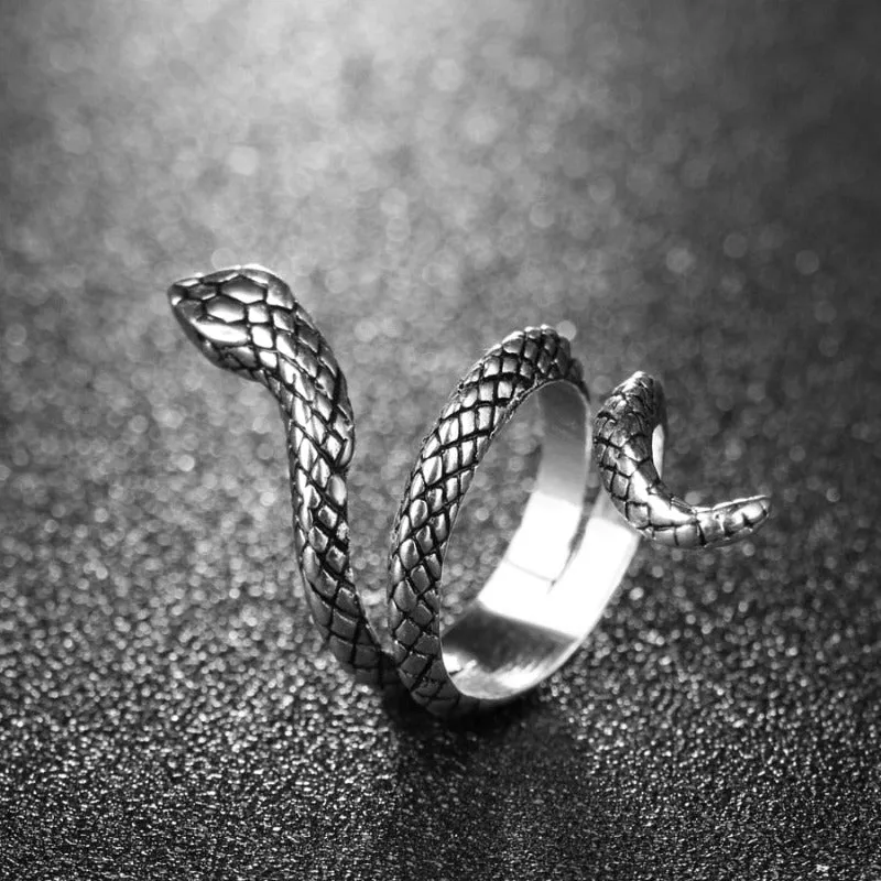 Antique Silver Snake Ring For Women Anniverssary Jewelry