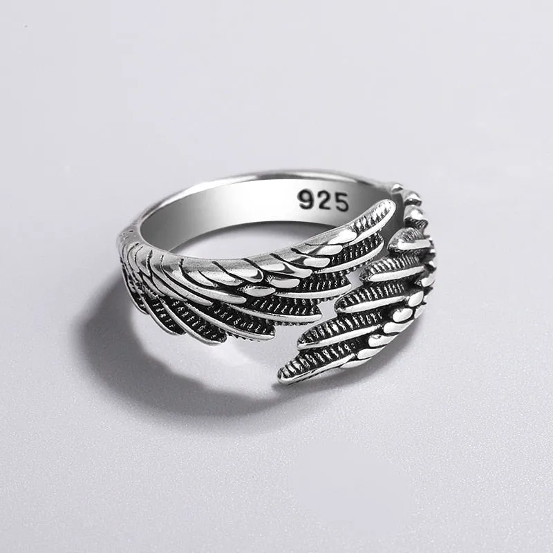 Antique Silver Wings Ring For Women Party Birthday Gifts Jewelry