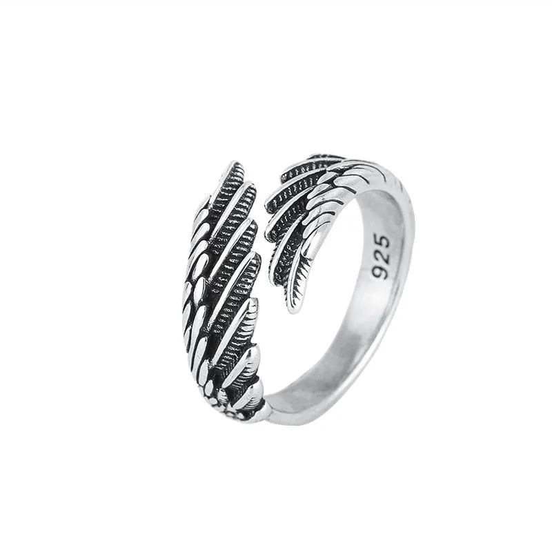 Antique Silver Wings Ring For Women Party Birthday Gifts Jewelry