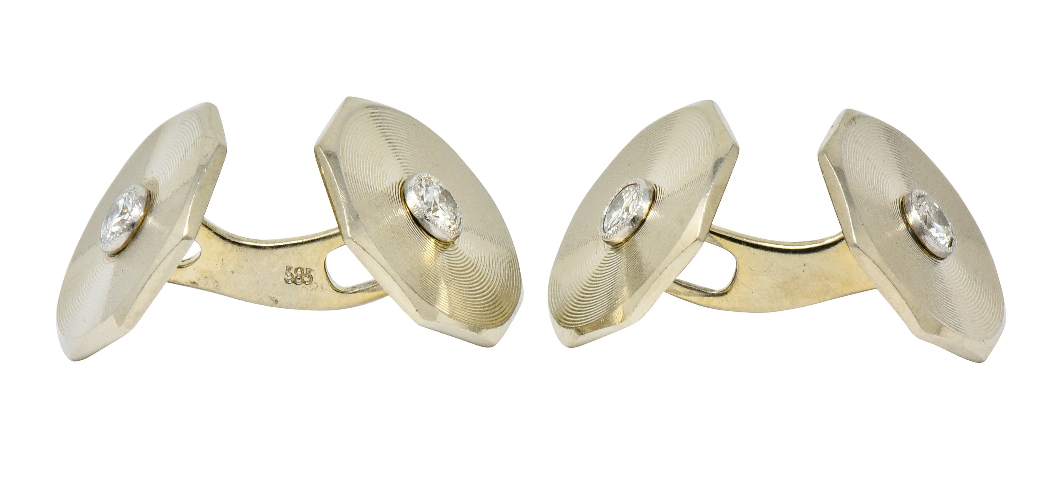 Art Deco 0.52 CTW Diamond 14 Karat White Gold Men's Cufflinks