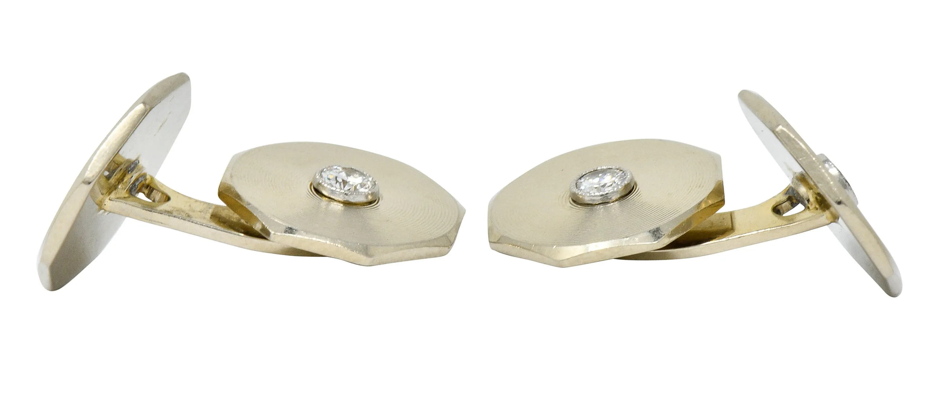 Art Deco 0.52 CTW Diamond 14 Karat White Gold Men's Cufflinks