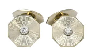 Art Deco 0.52 CTW Diamond 14 Karat White Gold Men's Cufflinks