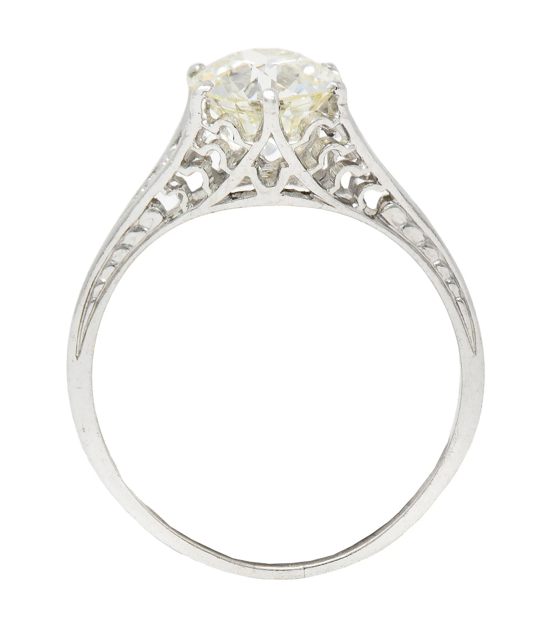 Art Deco 1.35 Old European CTW Diamond Platinum Scalloped Antique Engagement Ring