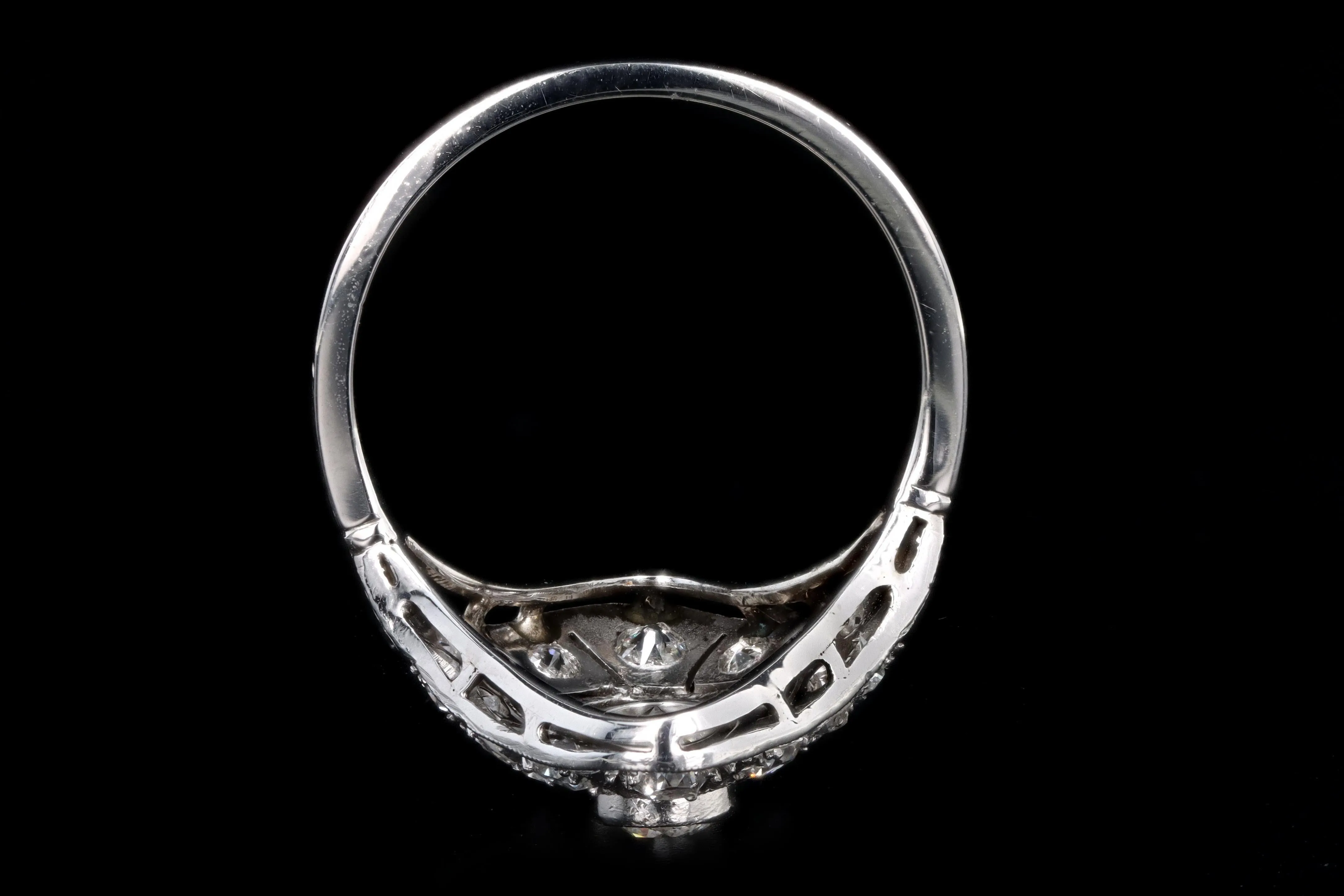 Art Deco 14K Gold & Platinum .68 Carat Total Weight Old European Cut Diamond Filigree Ring