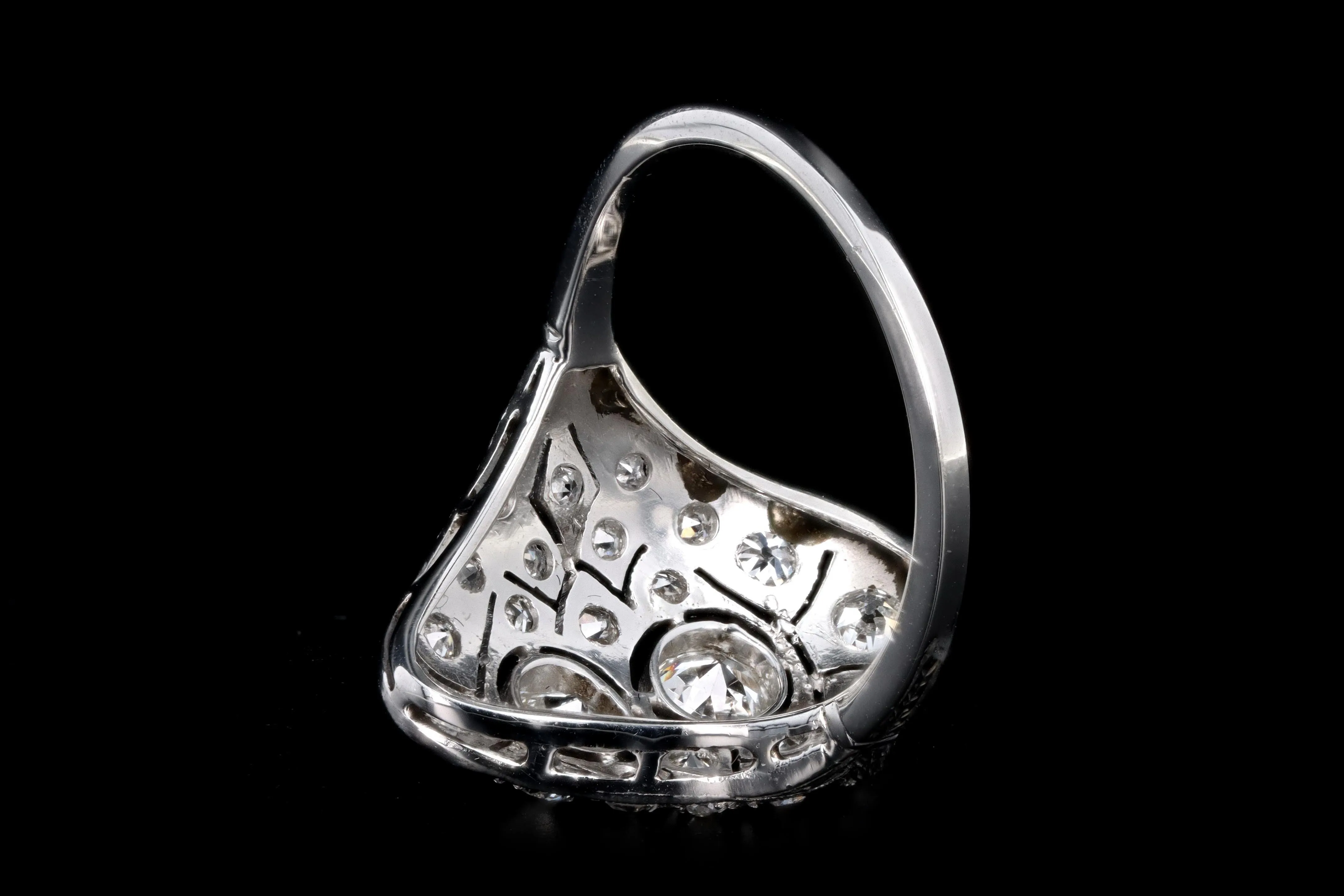 Art Deco 14K Gold & Platinum .68 Carat Total Weight Old European Cut Diamond Filigree Ring