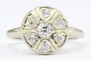 Art Deco 14K Gold Old European Cut Diamond Engagement Ring c. 1920's